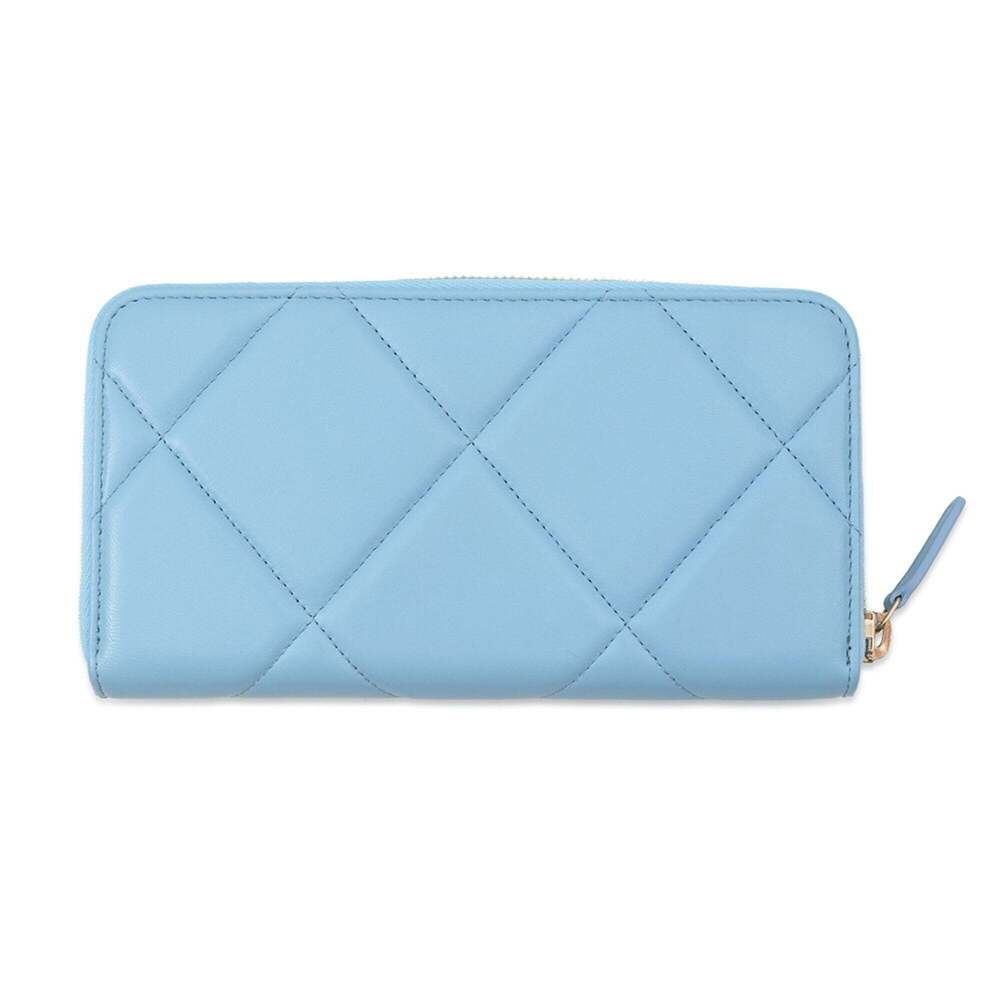 CHANEL Blue Lambskin Leather Logo Wallet - Picture 3 of 14